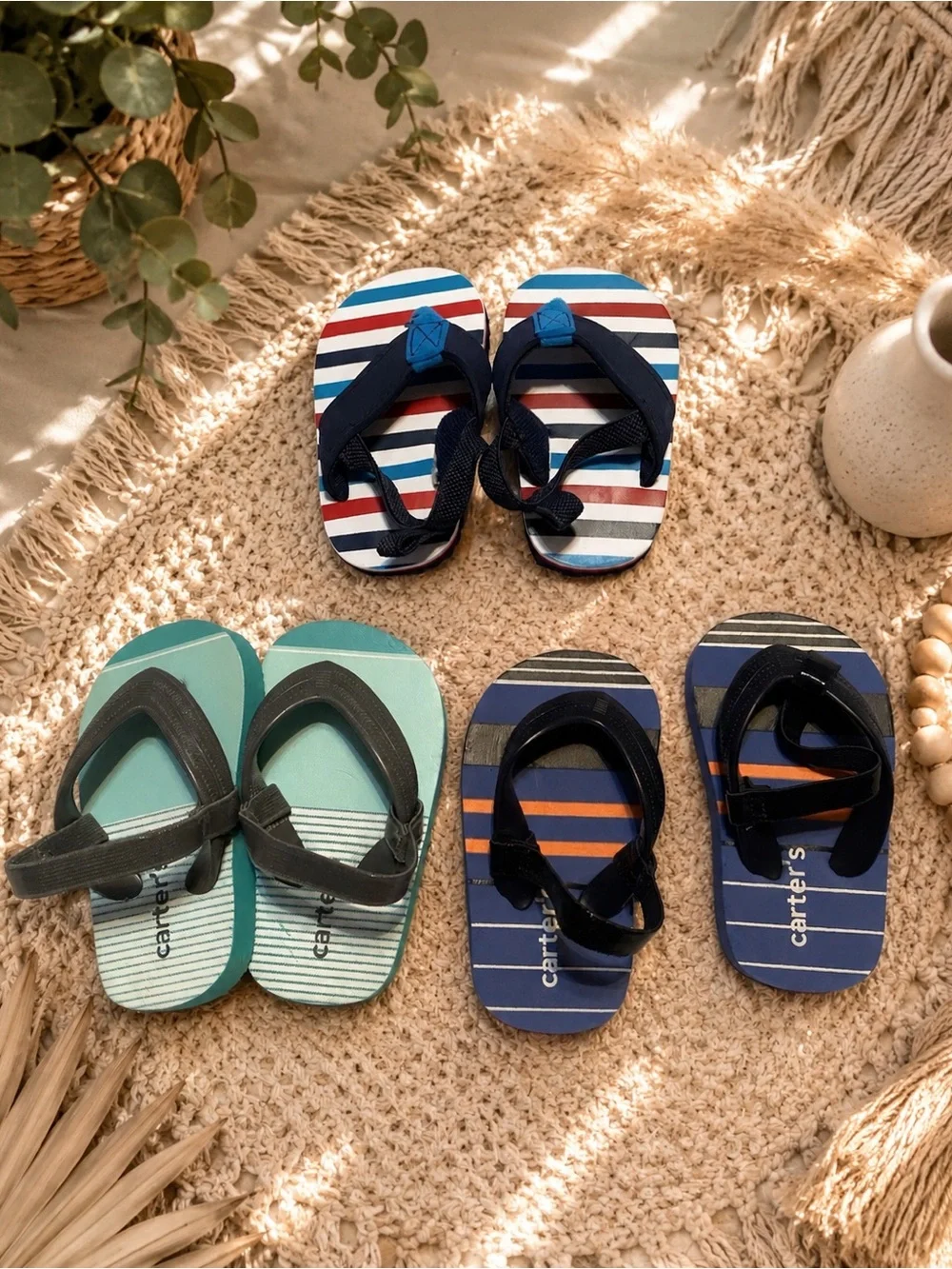 Carter's Baby Flip Flops - Navy, Teal, and Orange